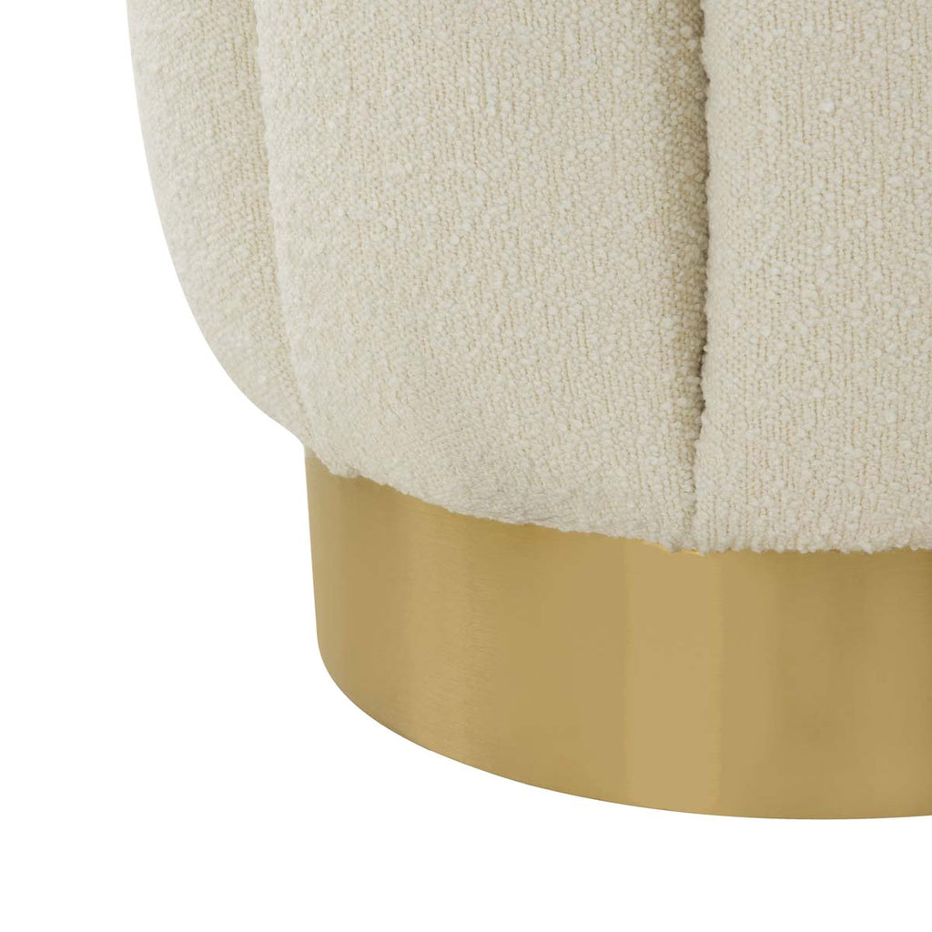 Safavieh Couture Maxine Channel Tufted Boucle Ottoman - Ivory/Gold