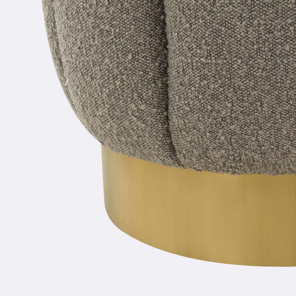 Safavieh Couture Maxine Channel Tufted Boucle Ottoman - Light Grey/Gold