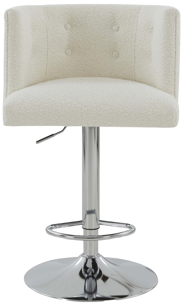 Safavieh Couture Zayna Adjustable Boucle Barstool - Ivory / Silver