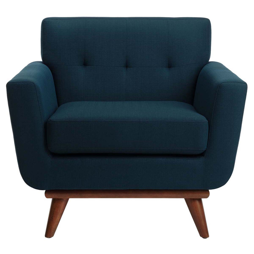 Safavieh Couture Opal Linen Tufted Arm Chair Dark Teal