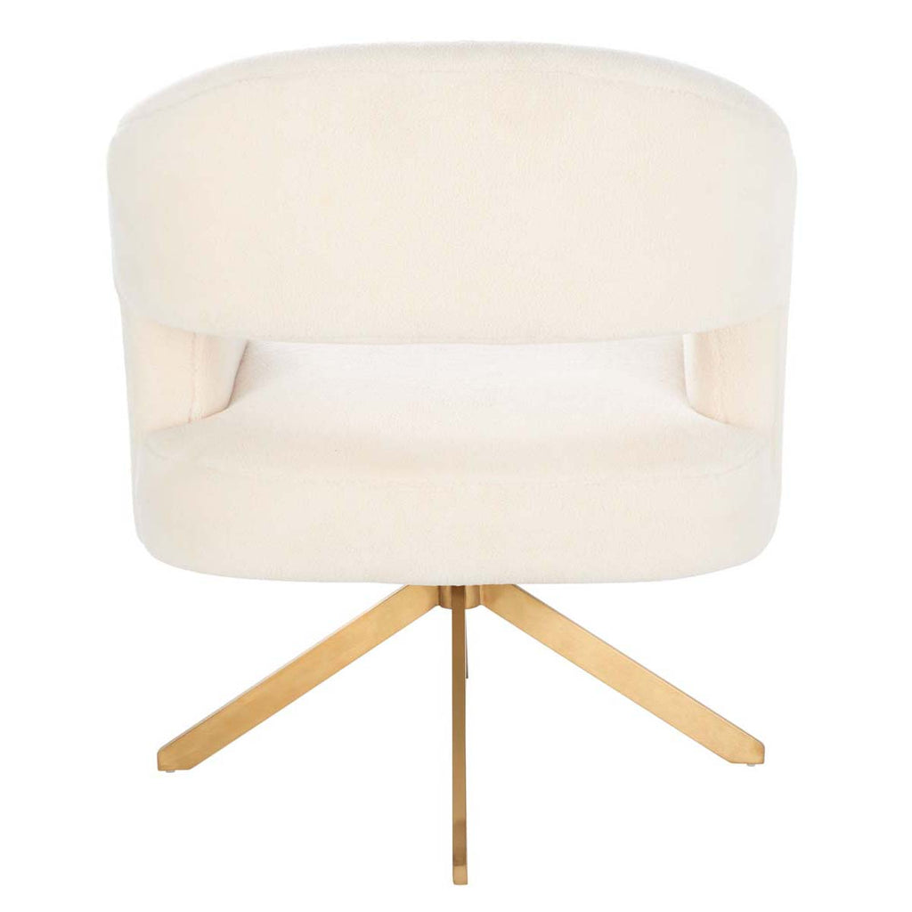 Safavieh Couture Quartz Swivel Accent Chair - Ivory / Gold