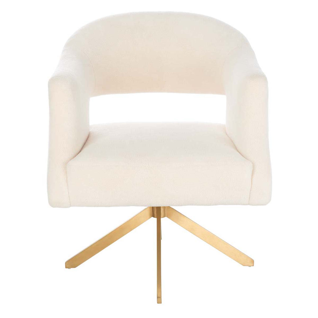 Safavieh Couture Quartz Swivel Accent Chair Ivory Gold