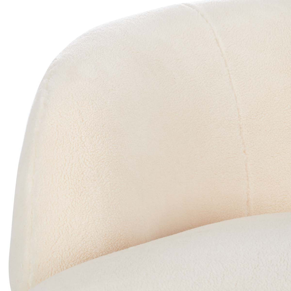 Safavieh Couture Flynn Faux Lamb Wool Swivel Chair - Ivory / Gold