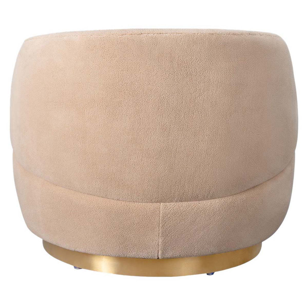 Safavieh Couture Flynn Faux Lamb Wool Swivel Chair - Tan / Gold