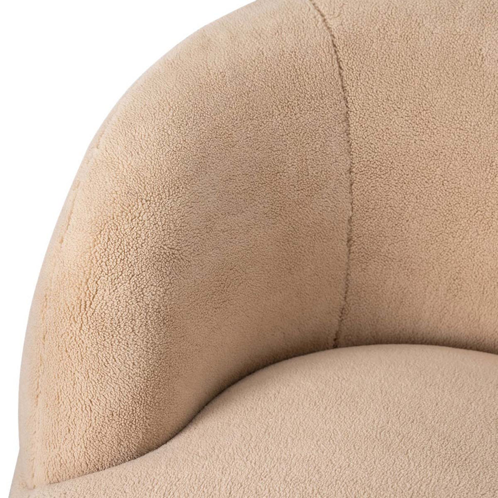 Safavieh Couture Flynn Faux Lamb Wool Swivel Chair - Tan / Gold