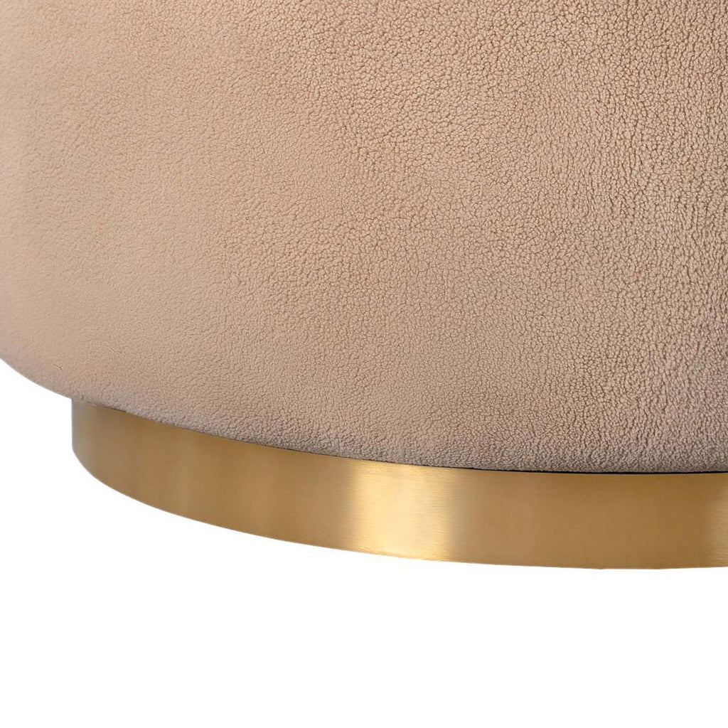 Safavieh Couture Flynn Faux Lamb Wool Swivel Chair - Tan / Gold