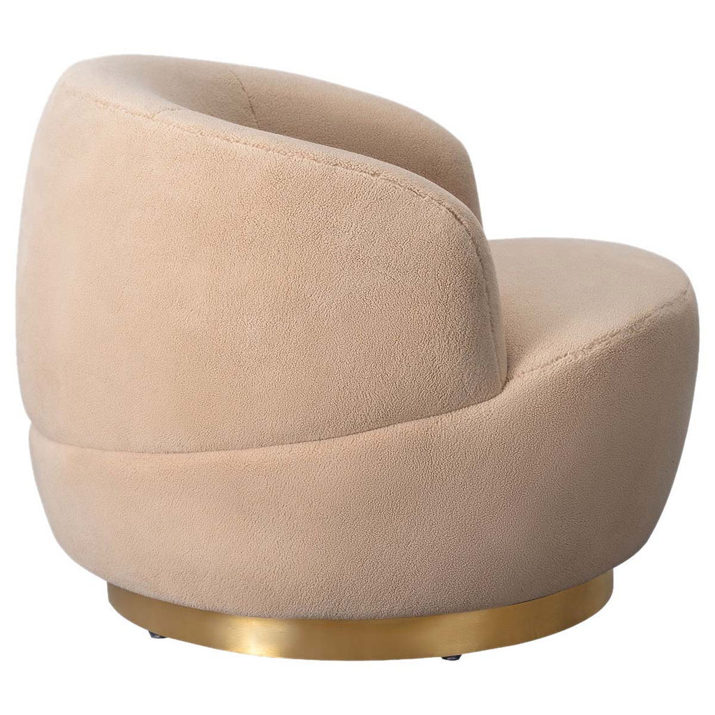 Safavieh Couture Flynn Faux Lamb Wool Swivel Chair - Tan / Gold