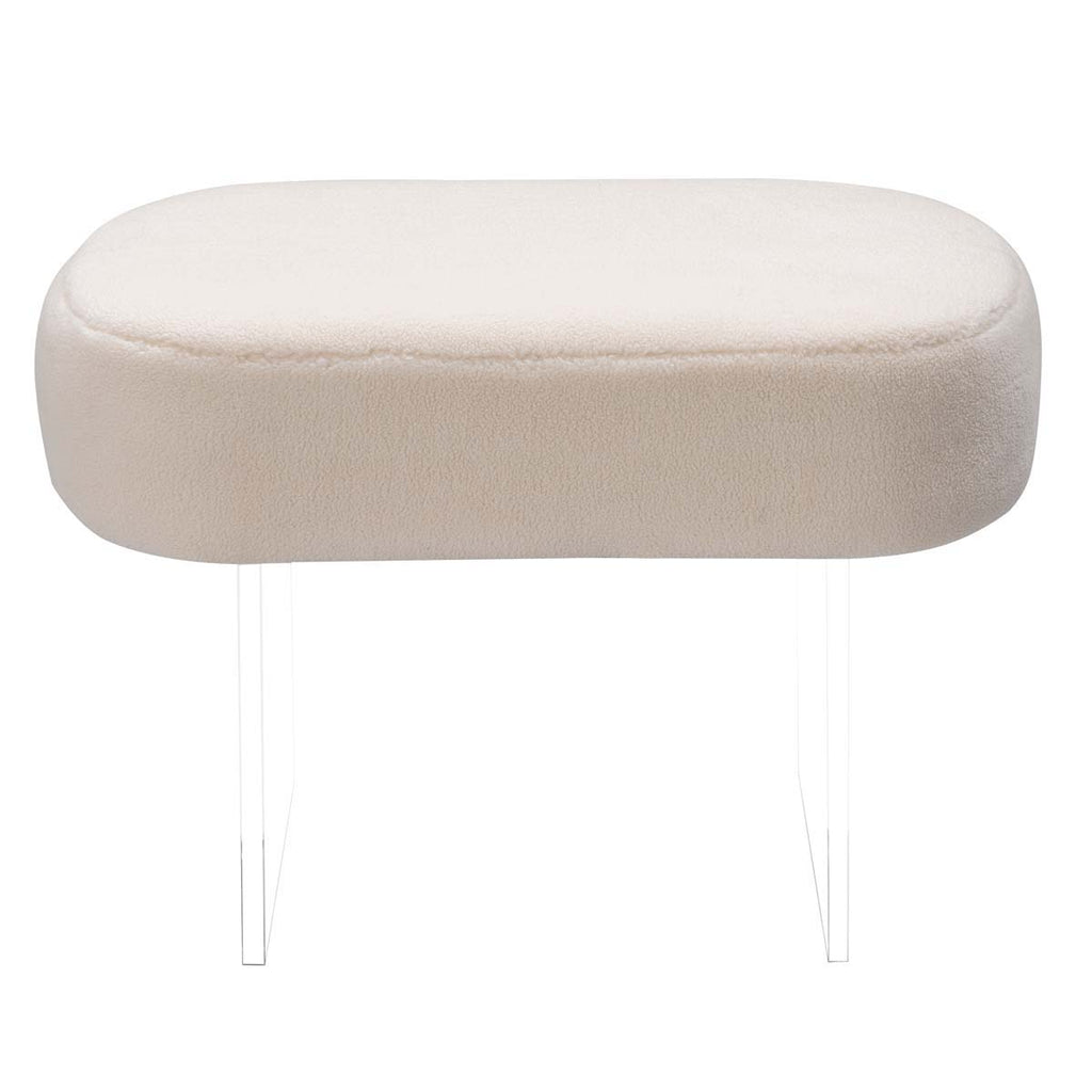 Safavieh Warren Faux Sheepskin Ottoman-Ivory