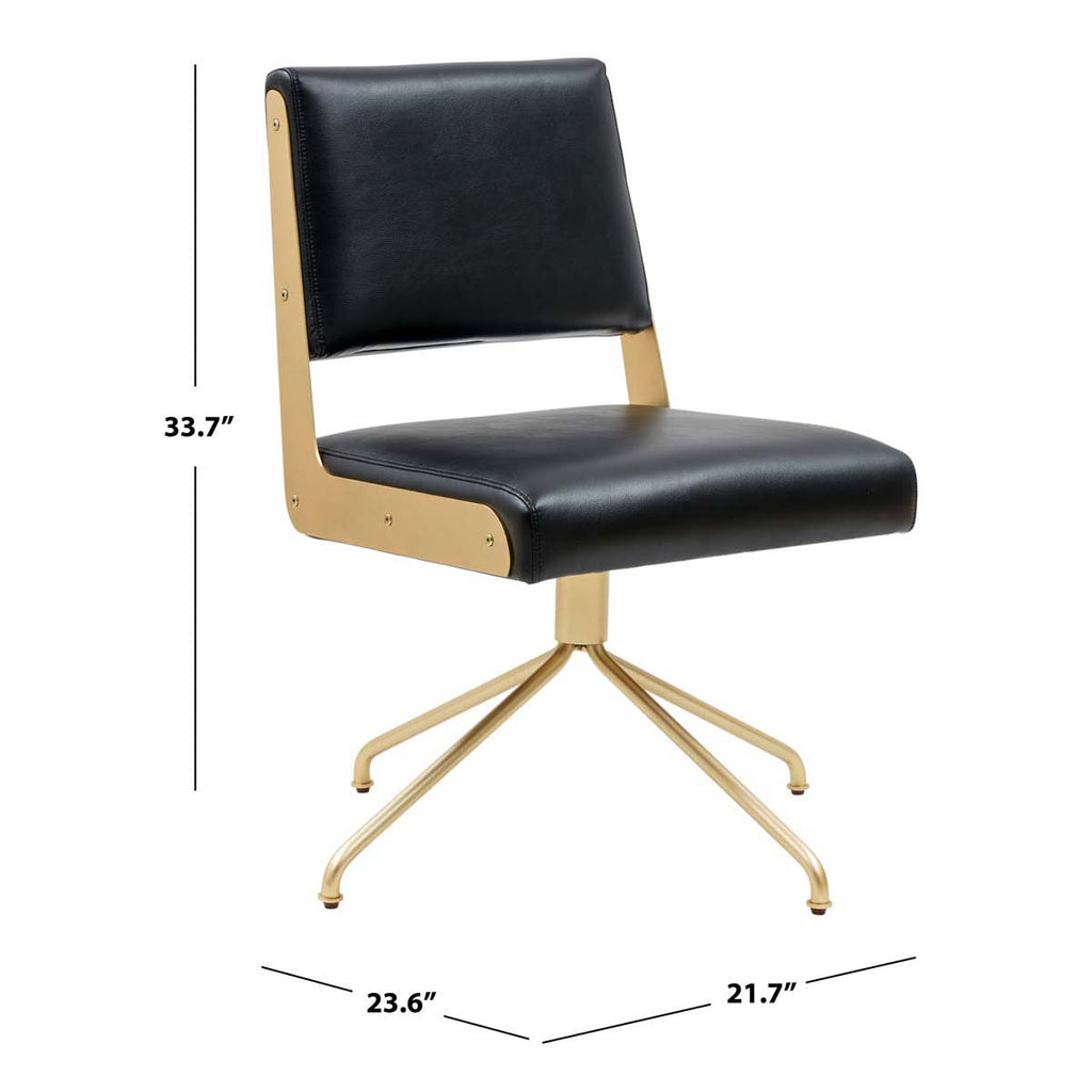 Safavieh Couture Emmeline Swivel Office Chair - Black / Gold