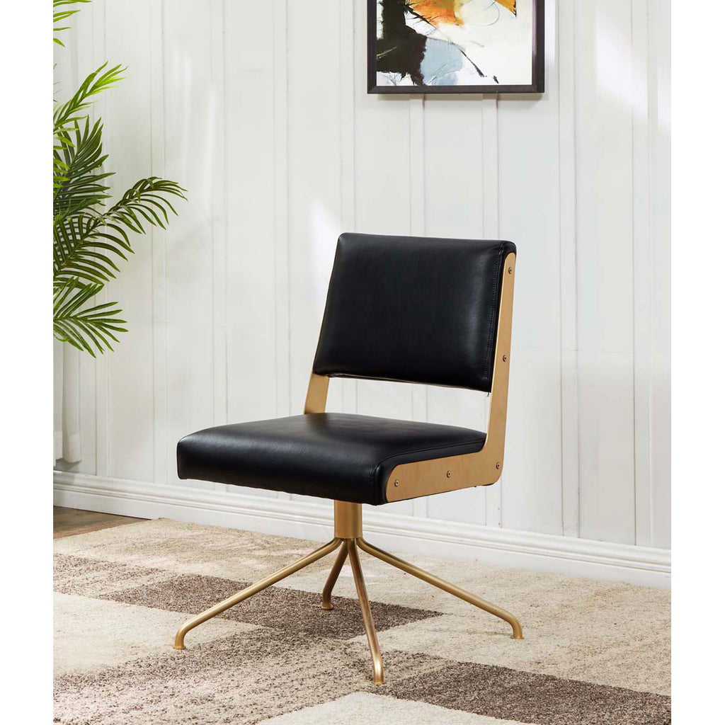 Safavieh Couture Emmeline Swivel Office Chair - Black / Gold