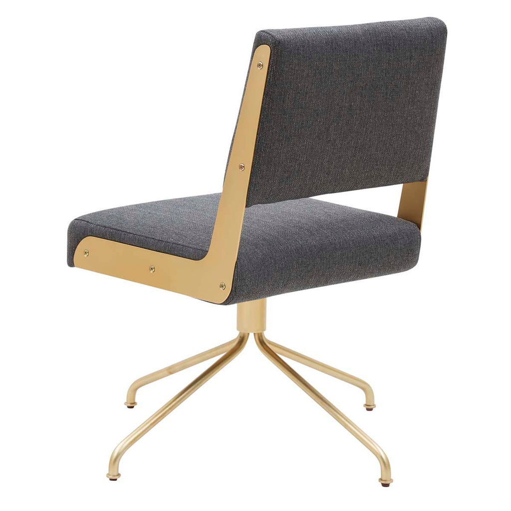Safavieh Couture Emmeline Swivel Office Chair - Slate Grey / Gold