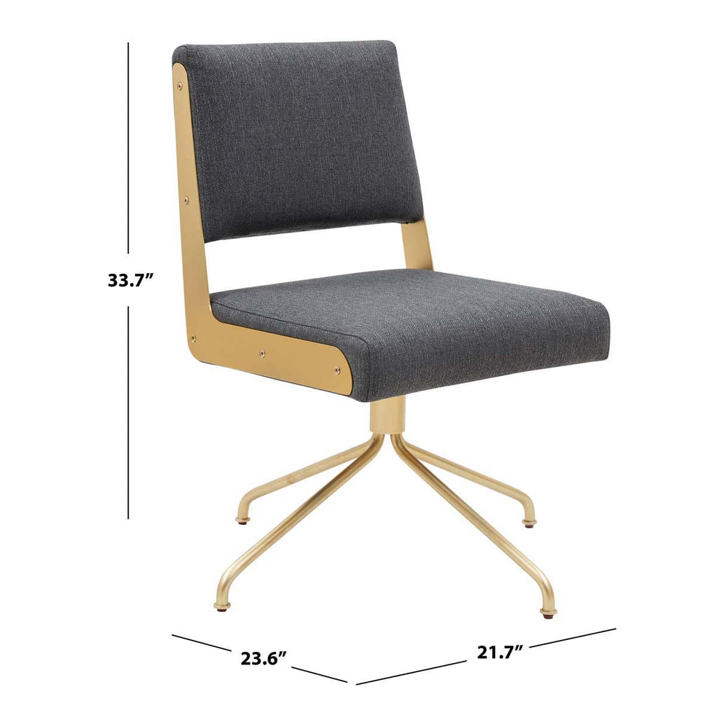 Safavieh Couture Emmeline Swivel Office Chair - Slate Grey / Gold