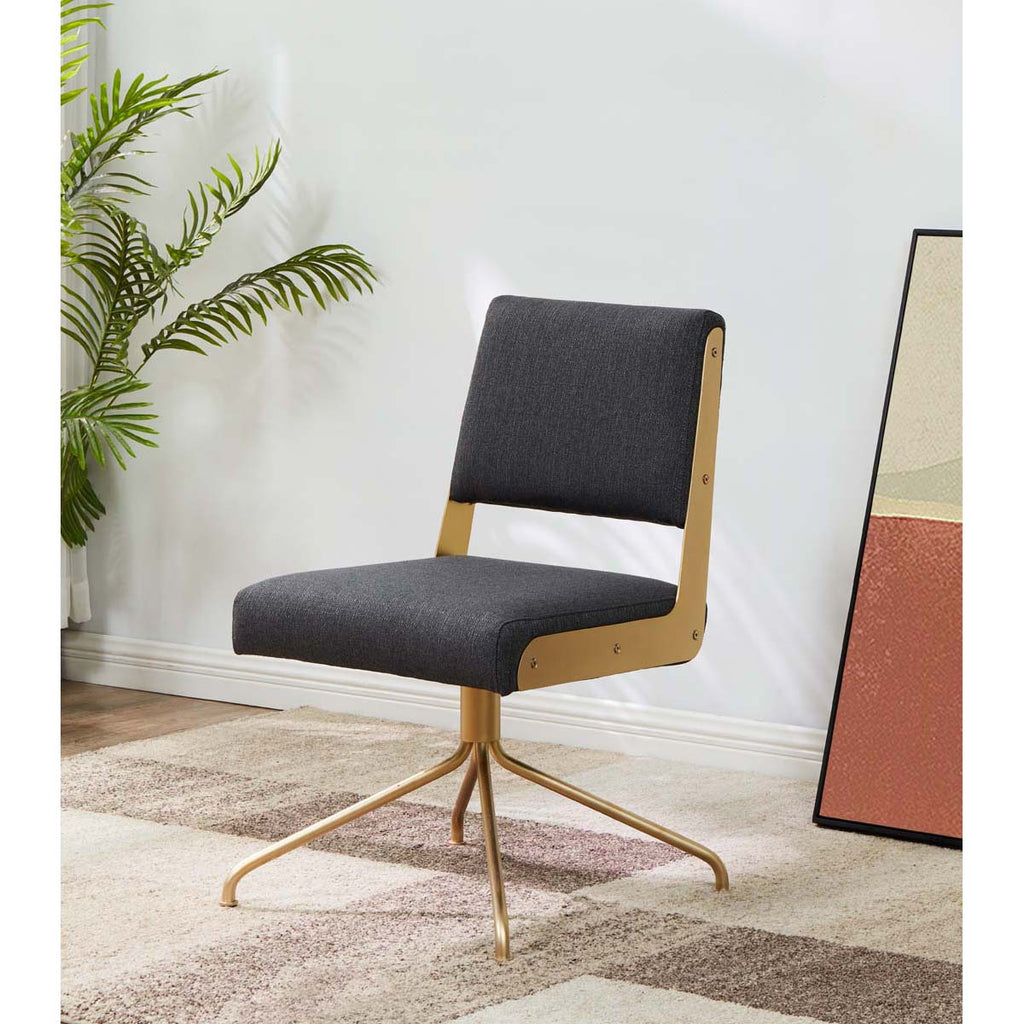 Safavieh Couture Emmeline Swivel Office Chair - Slate Grey / Gold