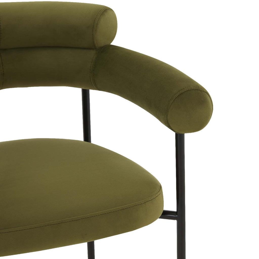 Safavieh Couture Jaslene Curved Back Dining Chair - Olive Green / Black