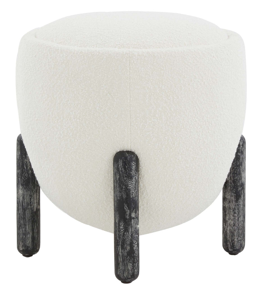 Safavieh Couture Clarabella Boucle Ottoman - Ivory / Black