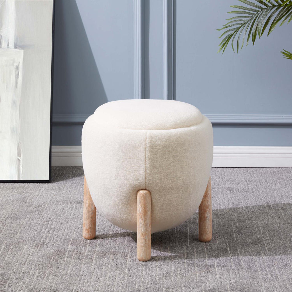 Safavieh Couture Clarabella Upholstered Ottoman - Cream / Natural