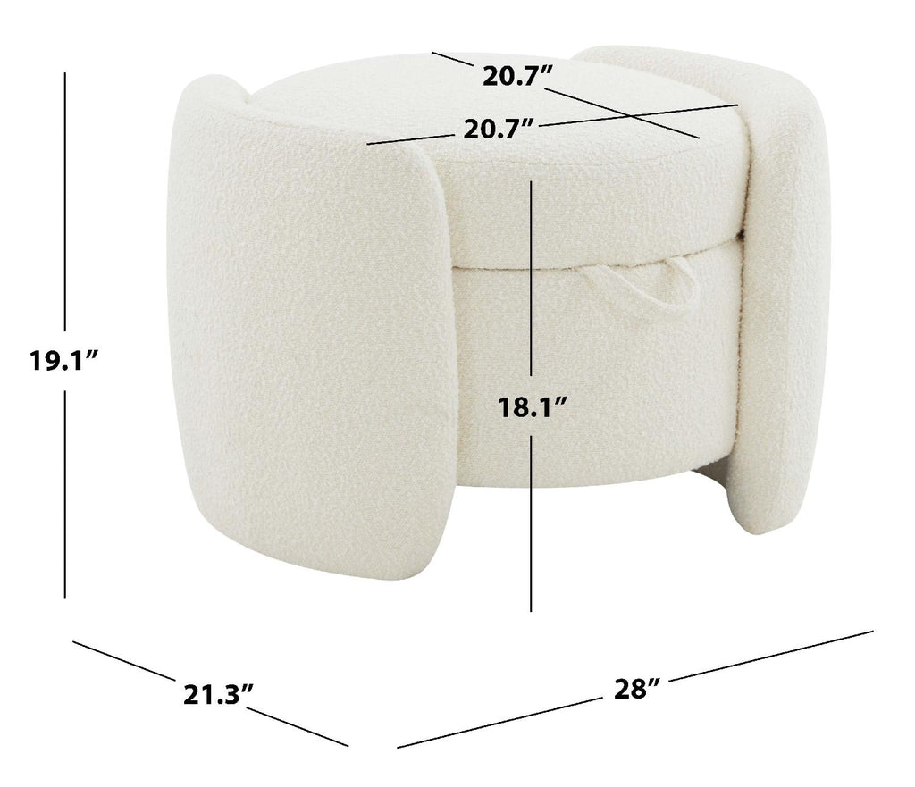Safavieh Couture Danianna Boucle Ottoman - Ivory
