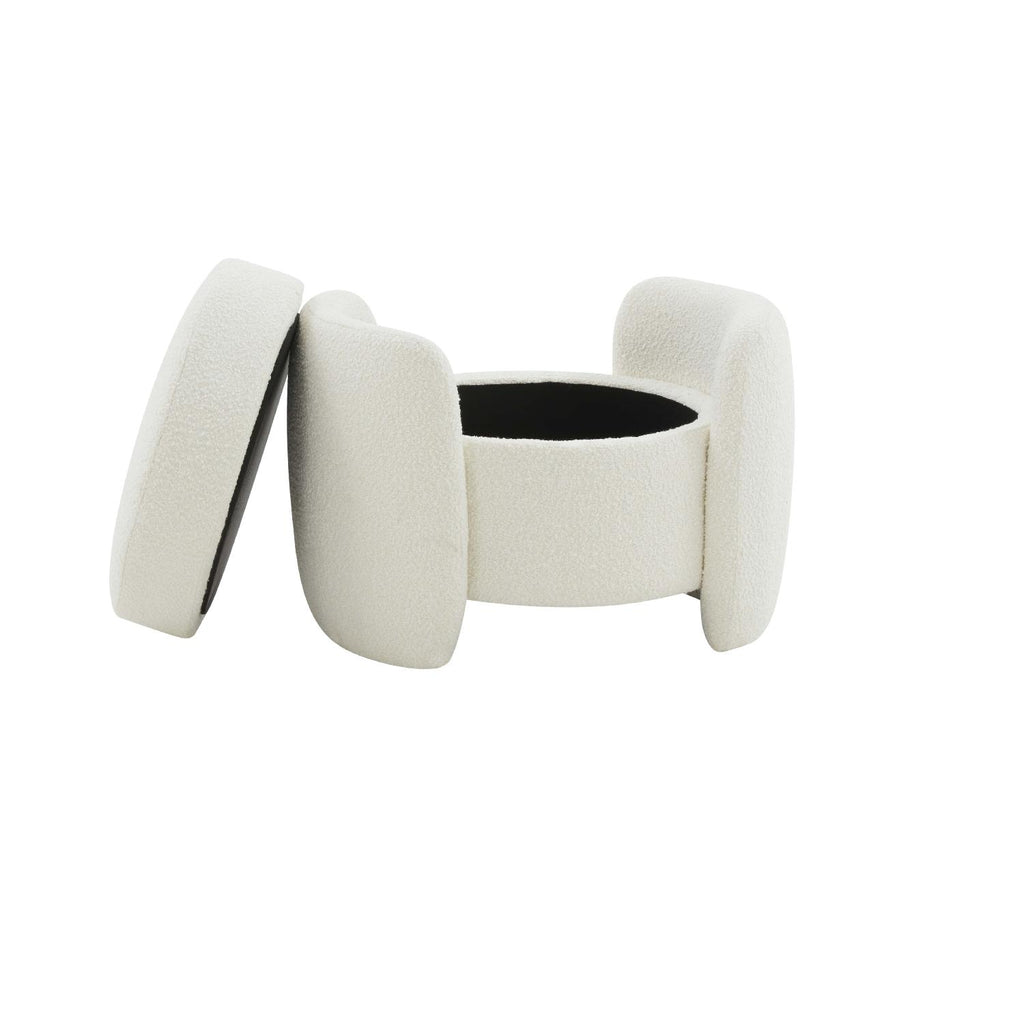 Safavieh Couture Danianna Boucle Ottoman - Ivory
