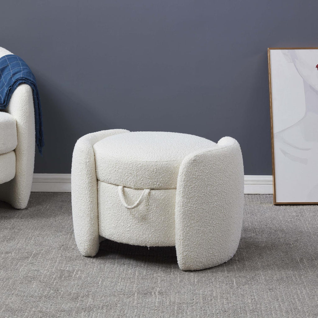 Safavieh Couture Danianna Boucle Ottoman - Ivory