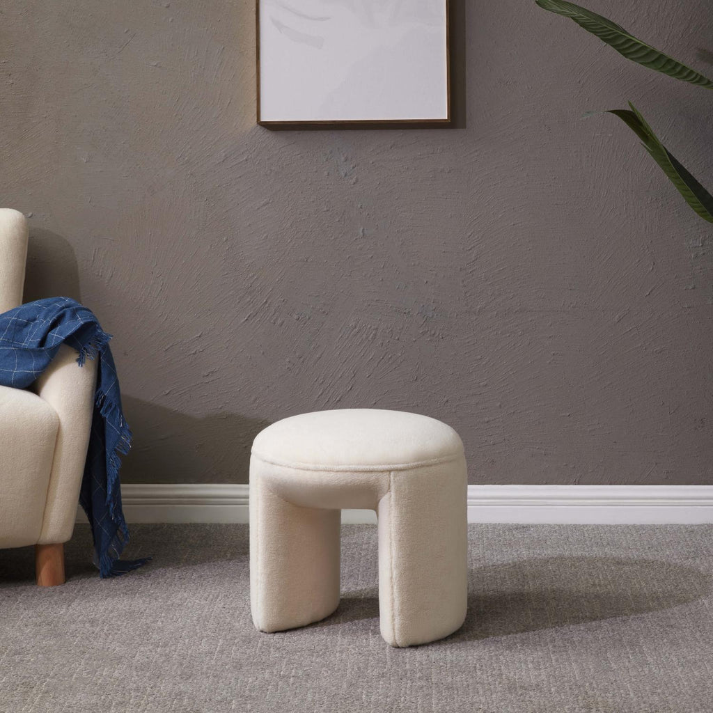 Safavieh Couture Vivie Faux Shearling Ottoman - Ivory
