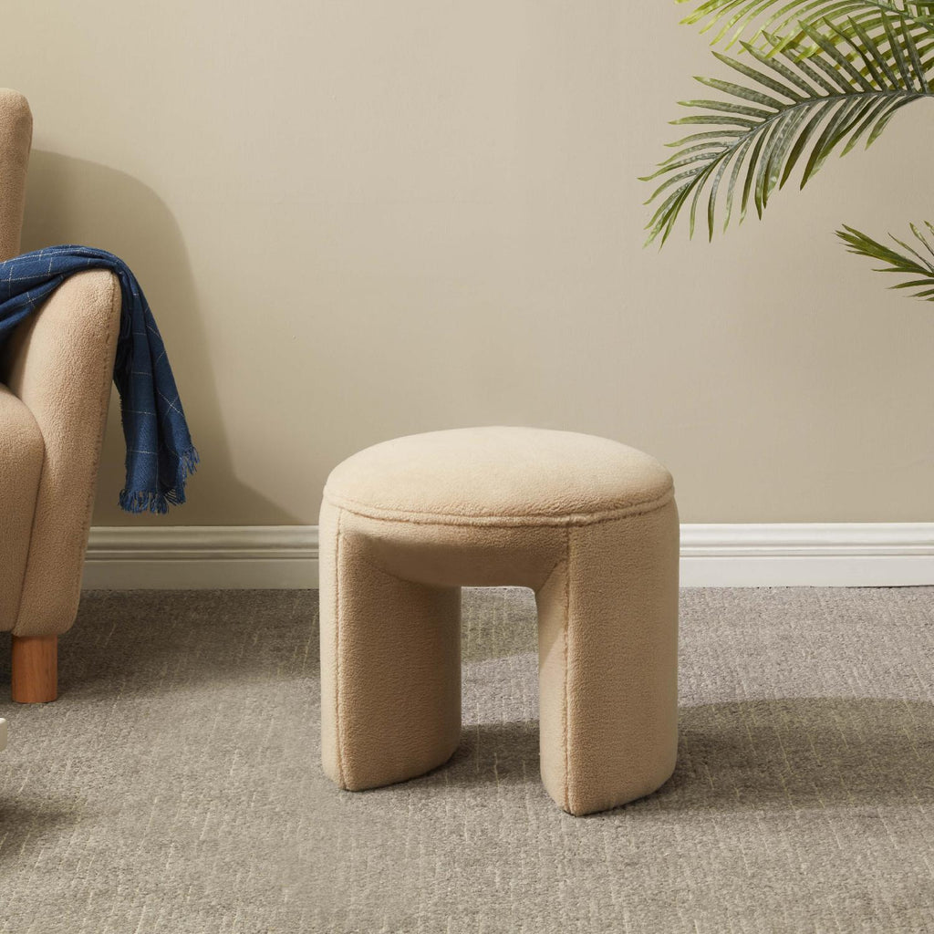 Safavieh Couture Vivie Faux Shearling Ottoman - Tan