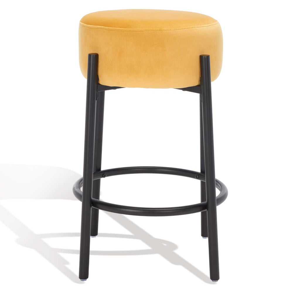 Safavieh Couture Paisleigh Metal Leg Counter Stool - Mustard / Black