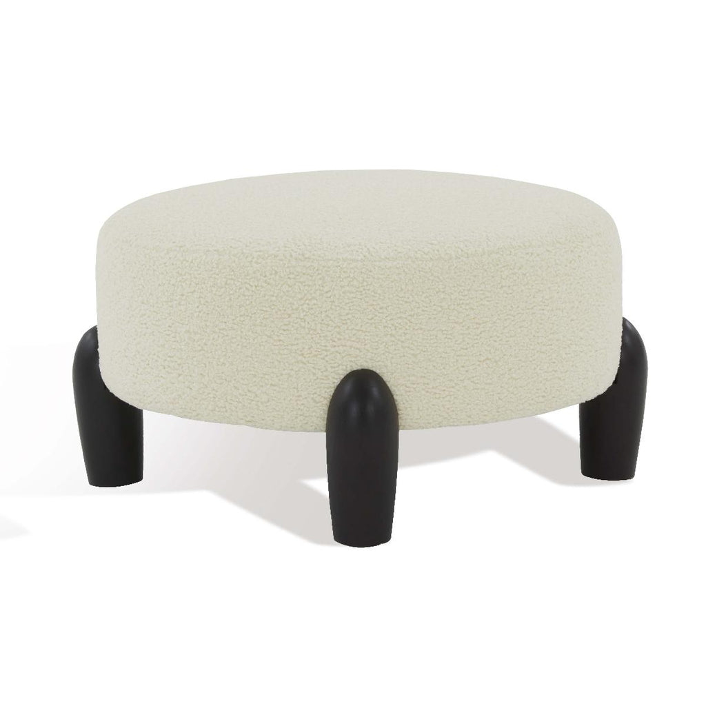 Safavieh Perez Scandinavian Round Ottoman - Ivory / Black