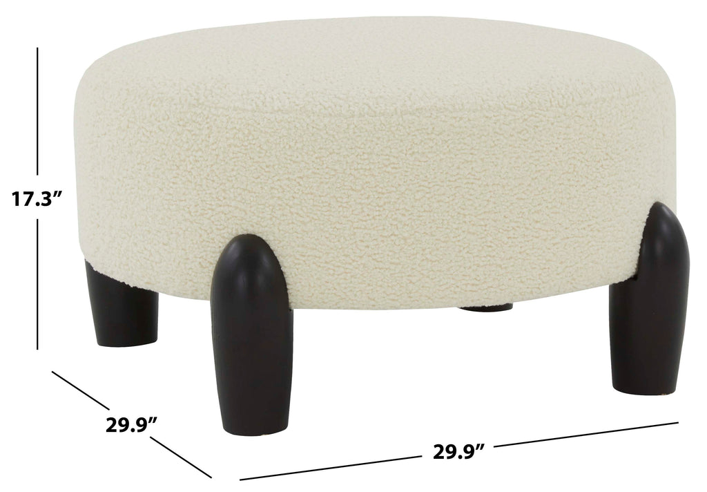 Safavieh Perez Scandinavian Round Ottoman - Ivory / Black