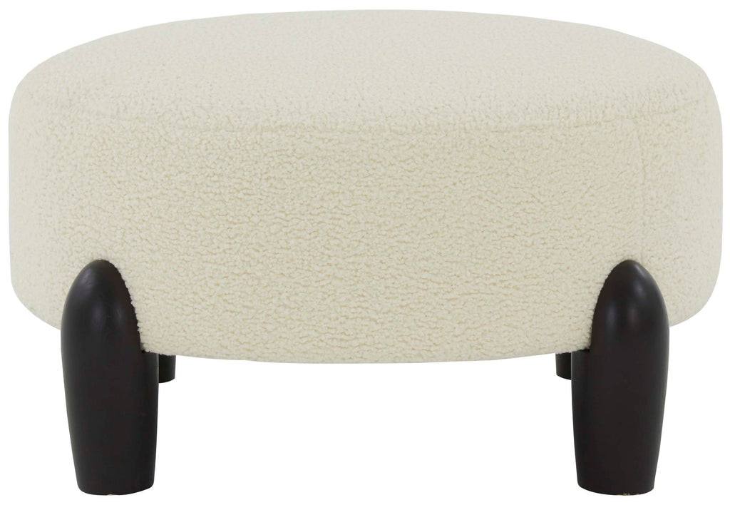 Safavieh Perez Scandinavian Round Ottoman - Ivory / Black