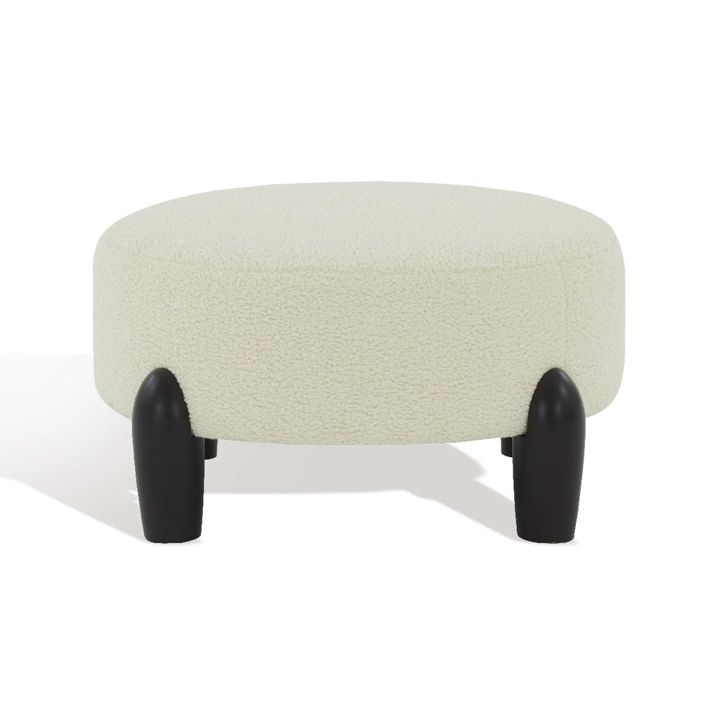 Safavieh Perez Scandinavian Round Ottoman - Ivory / Black