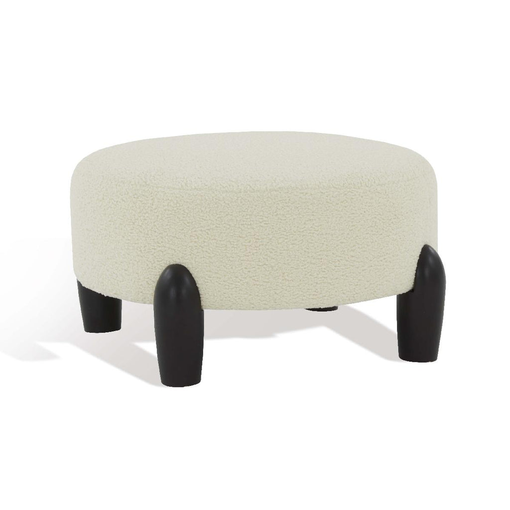 Safavieh Perez Scandinavian Round Ottoman - Ivory / Black