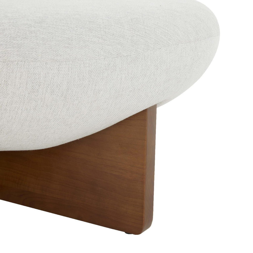 Safavieh Couture Tailor Round Linen Ottoman - Taupe / Brown