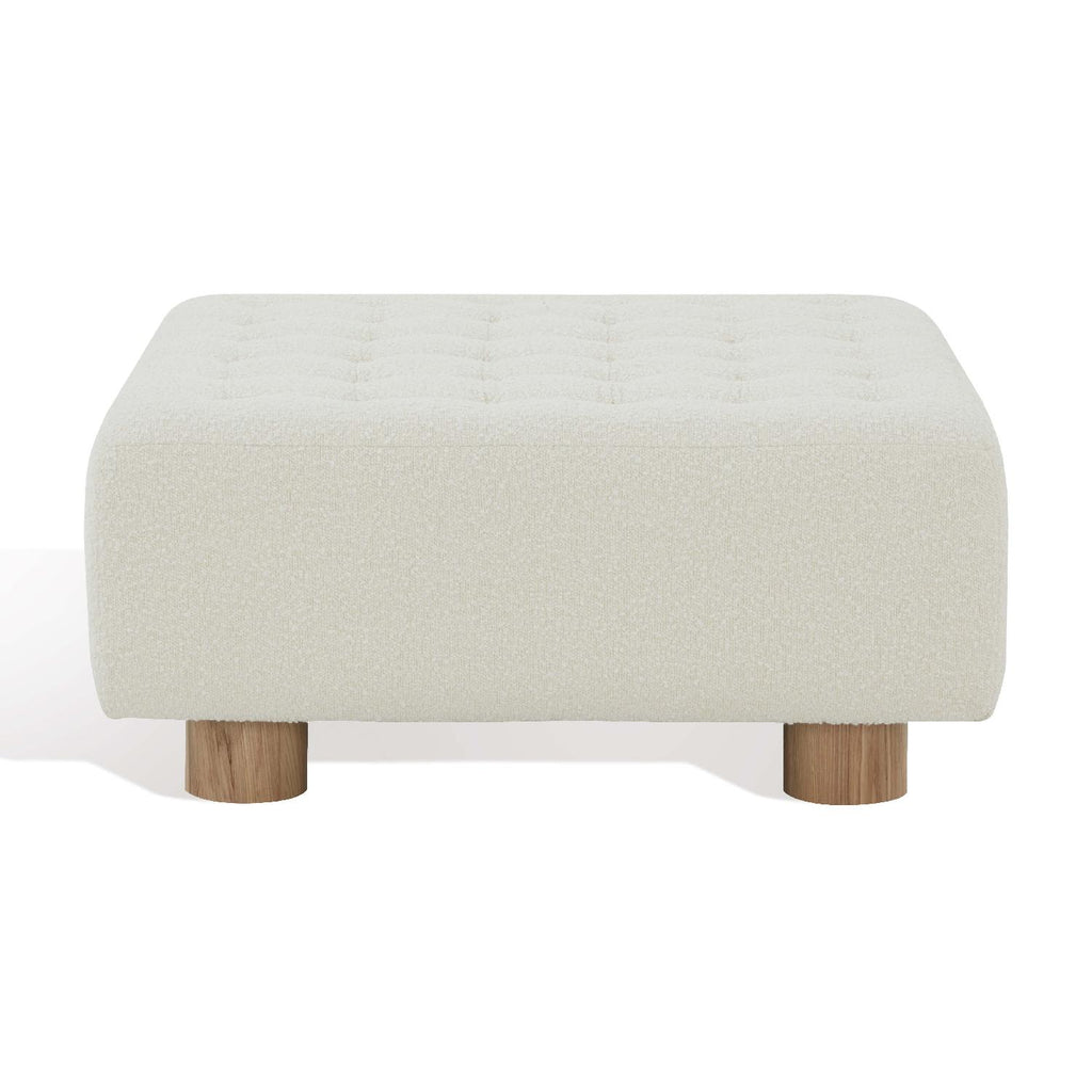Safavieh Couture Bradfield Square Boucle Ottoman - Ivory / Natural