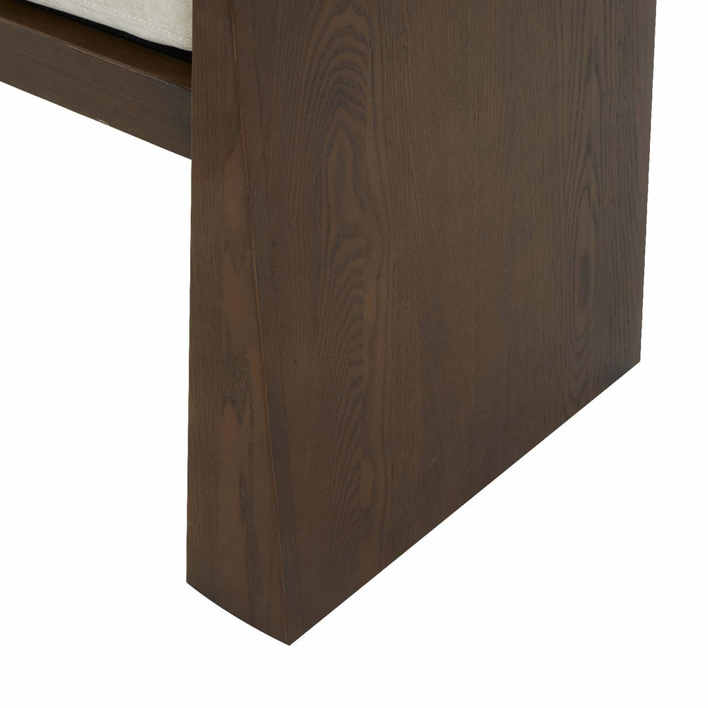 Safavieh Couture Blanchette Velvet Cushioned Wood Bench - Dark Grey / Walnut