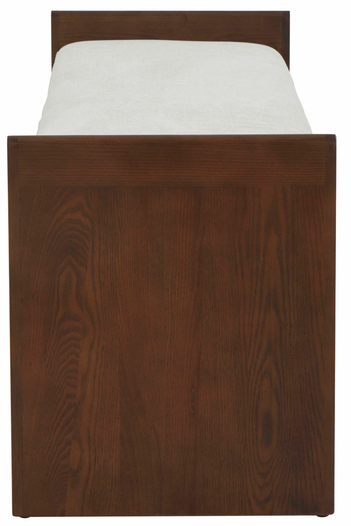 Safavieh Couture Blanchette Velvet Cushioned Wood Bench - Dark Grey / Walnut