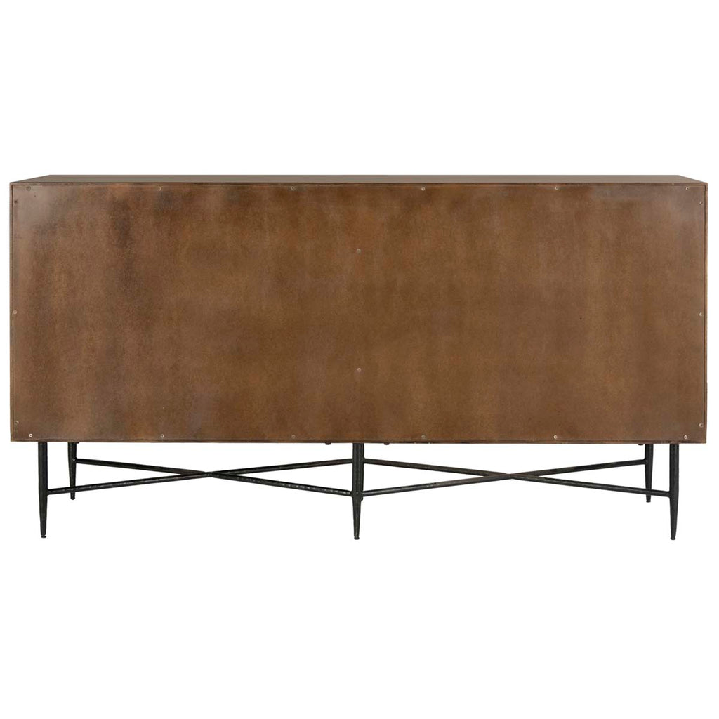 Safavieh Couture Skylar Brass Sideboard - Wood - Dark Brown                     Metal - Shiny Brass