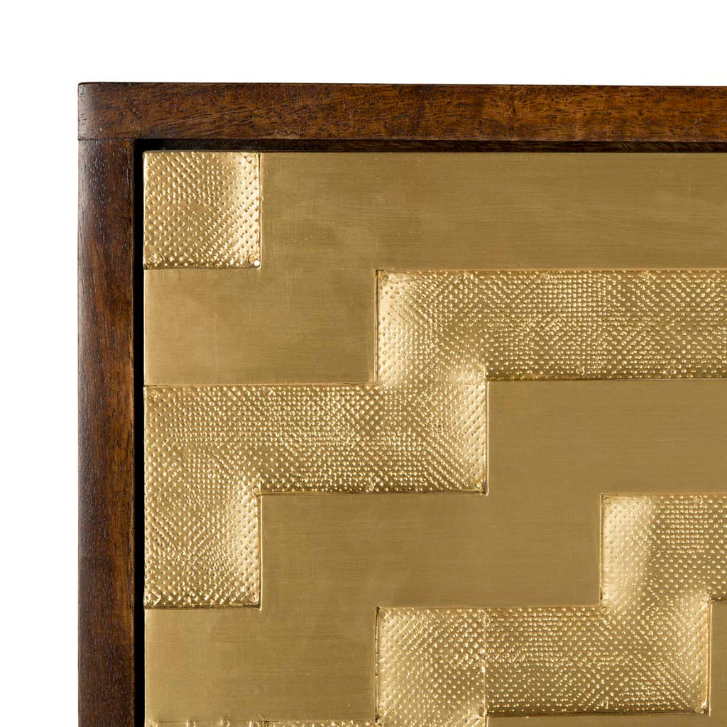 Safavieh Couture Skylar Brass Sideboard - Wood - Dark Brown                     Metal - Shiny Brass