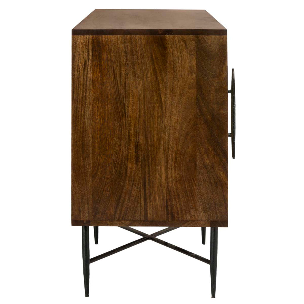 Safavieh Couture Skylar Brass Sideboard - Wood - Dark Brown                     Metal - Shiny Brass