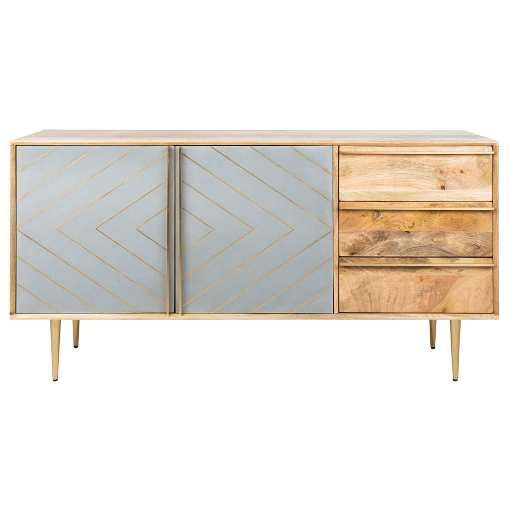 Safavieh Couture Titan Gold Inlayed Cement Sideboard - Natural Mango/Brass/Cement