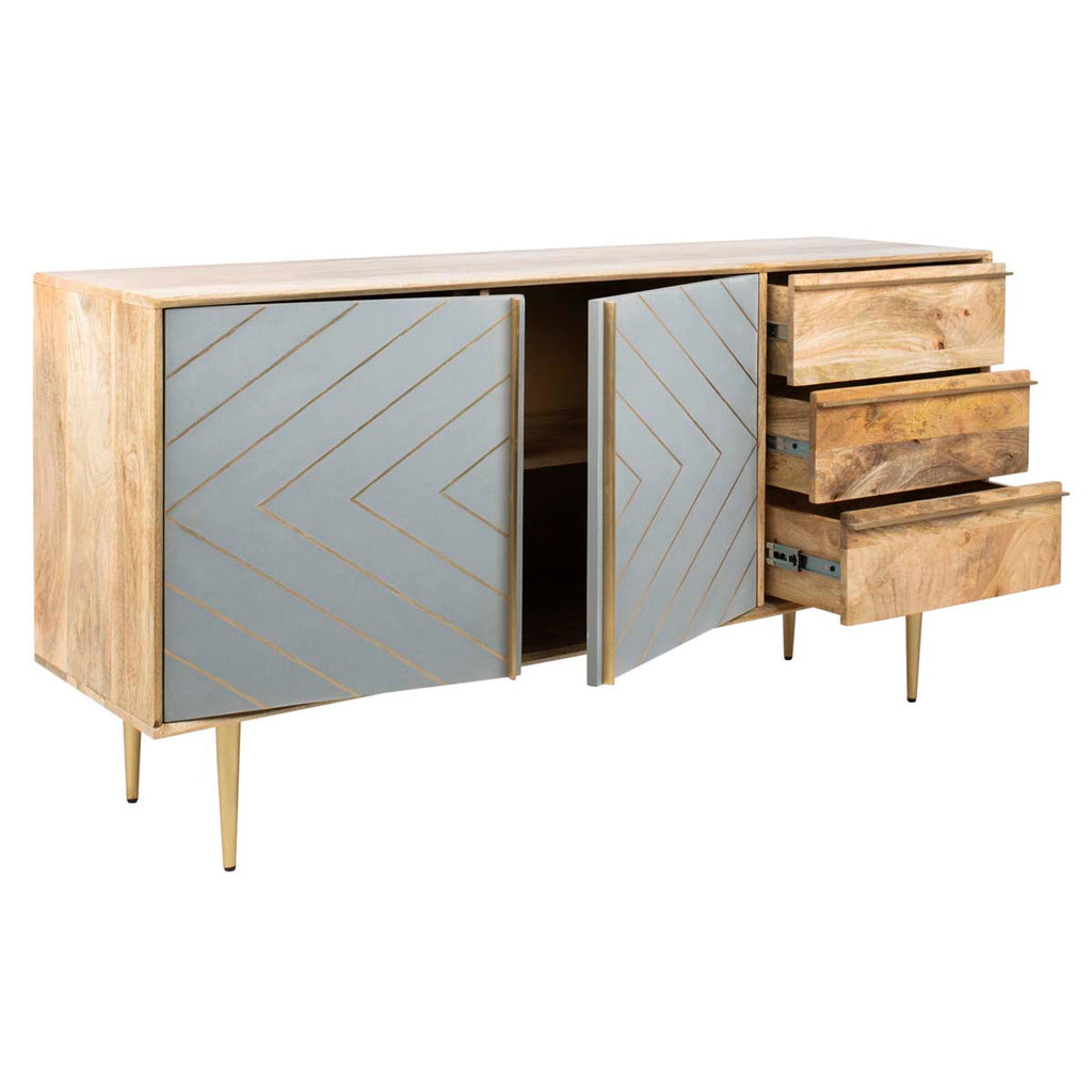 Safavieh Couture Titan Gold Inlayed Cement Sideboard - Natural Mango/Brass/Cement