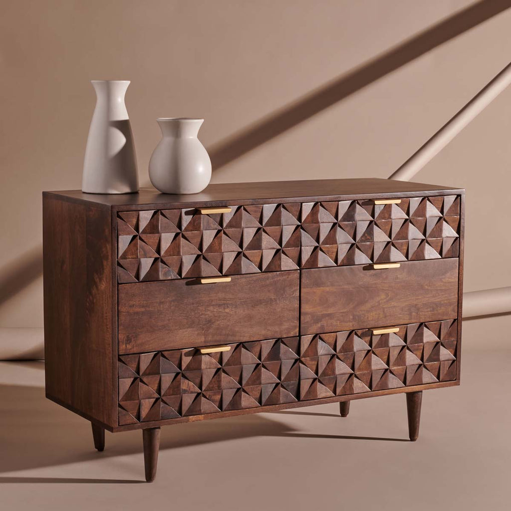 Safavieh Zinnia 6 Drawer Dresser-Walnut