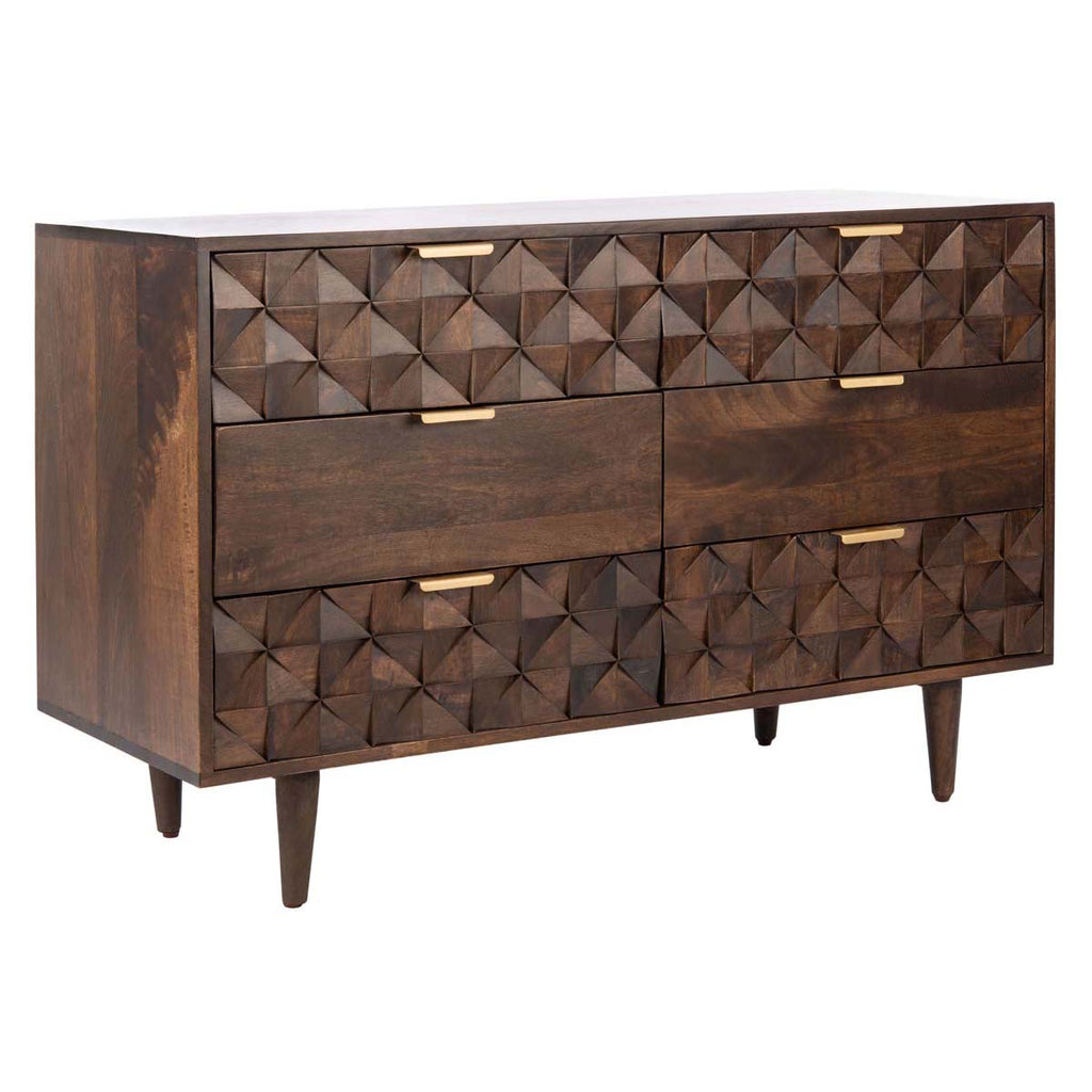 Safavieh Zinnia 6 Drawer Dresser-Walnut
