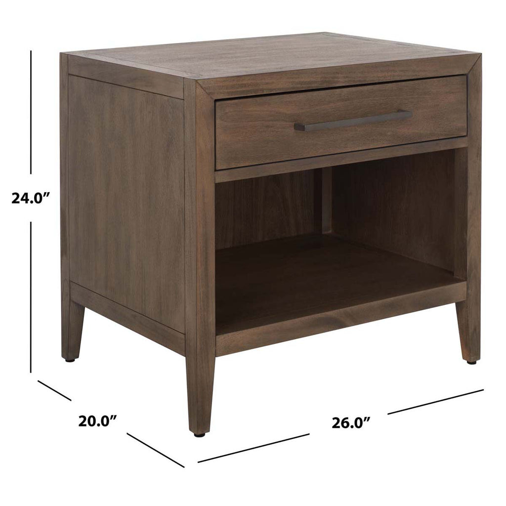 Safavieh Ariella 1 Drawer Wood Nightstand - Light Brown