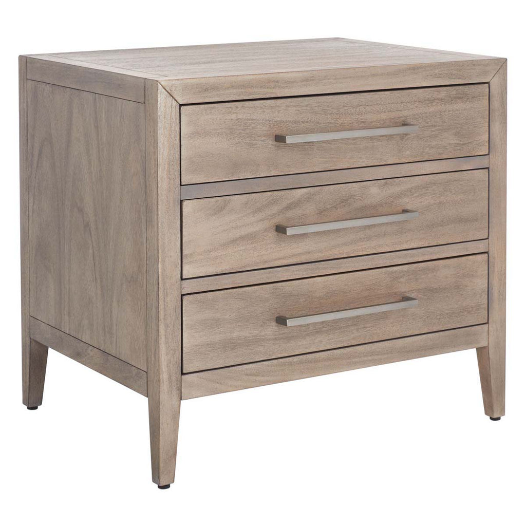 Safavieh Ariella 3 Drawer Wood Nightstand - Light Brown