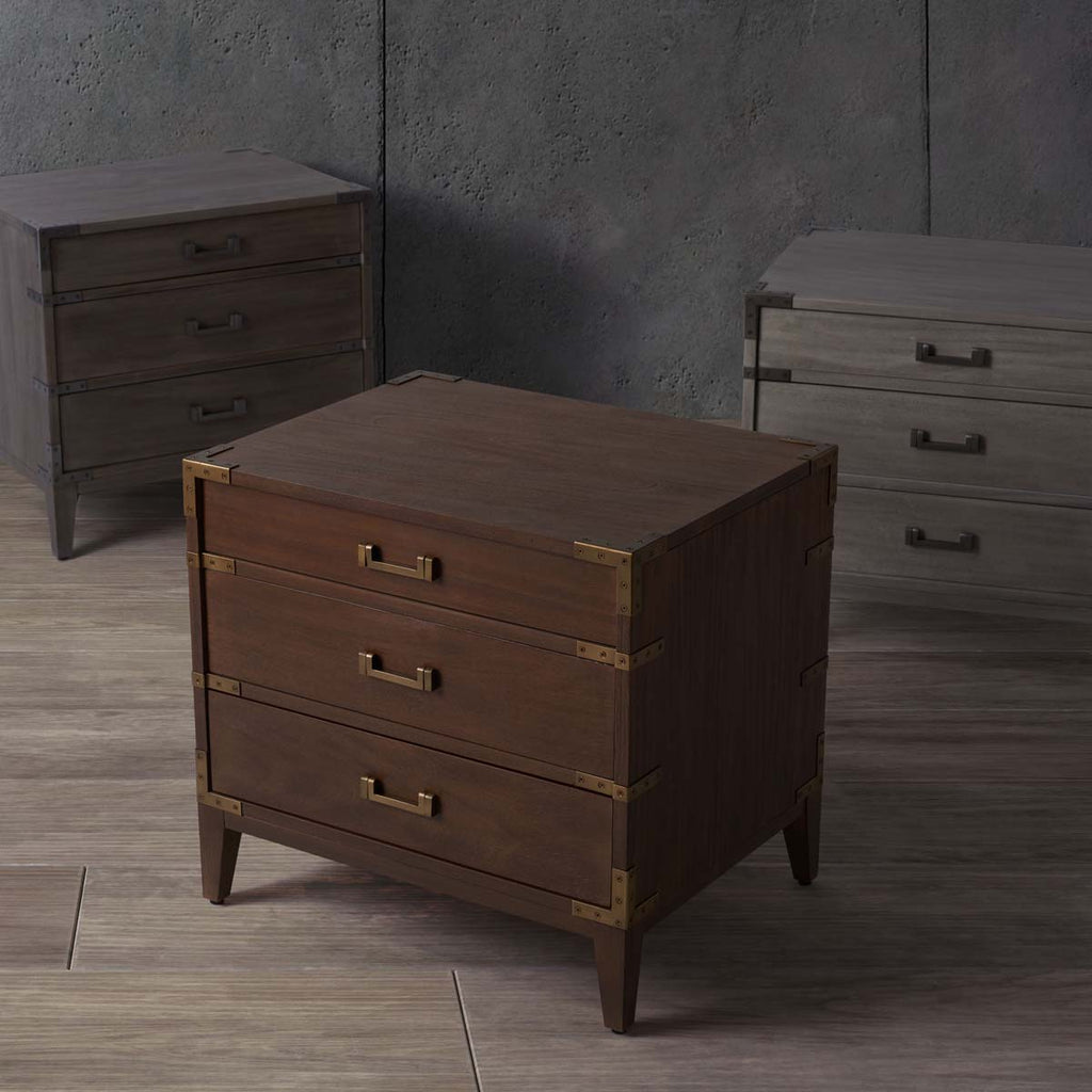 Safavieh Nisha 3 Drawer Wood Nightstand - Light Grey