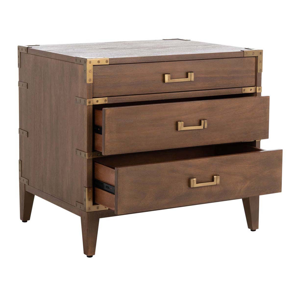 Safavieh Nisha 3 Drawer Wood Nightstand - Brown