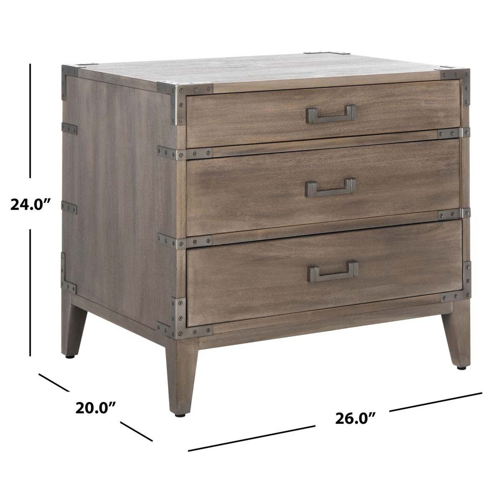 Safavieh Nisha 3 Drawer Wood Nightstand - Light Brown