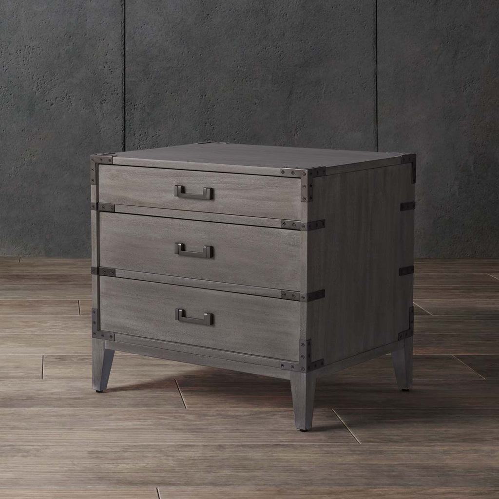 Safavieh Nisha 3 Drawer Wood Nightstand - Light Grey