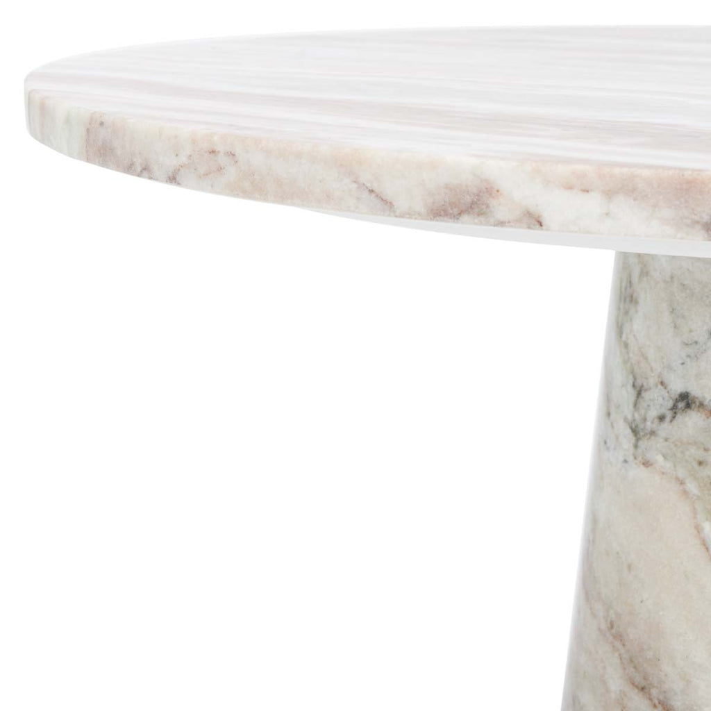 Safavieh Couture Valentia Tall Round Marble Accent Table -  White / Brown