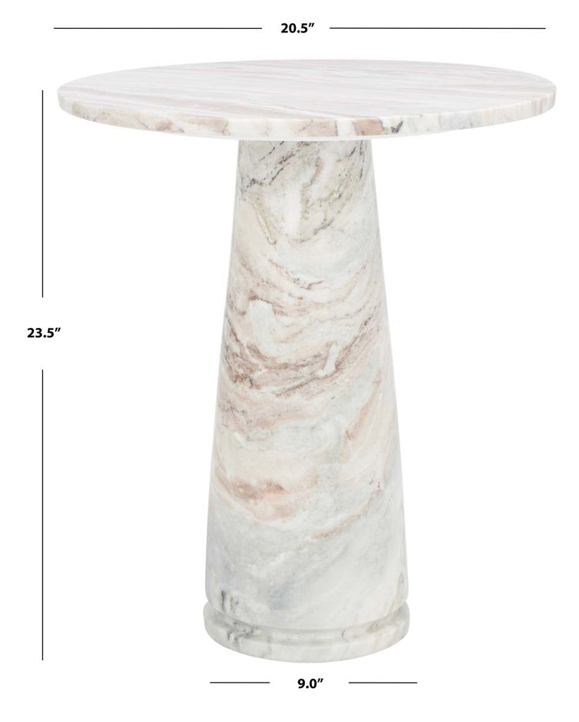 Safavieh Couture Valentia Tall Round Marble Accent Table -  White / Brown